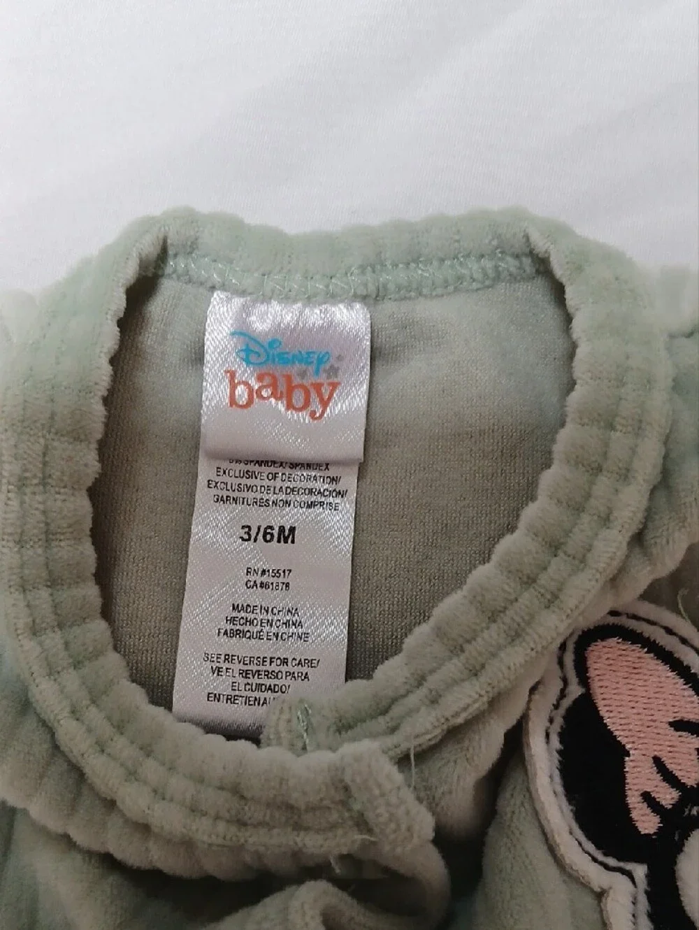 Disney Baby Sage Green Ribbed Two-Piece Set with Minnie Patch